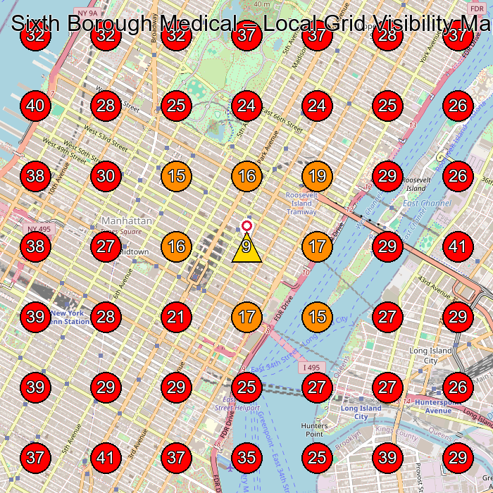 Sixth Borough Medical GeoGrid visibility map for Medical Center in New York